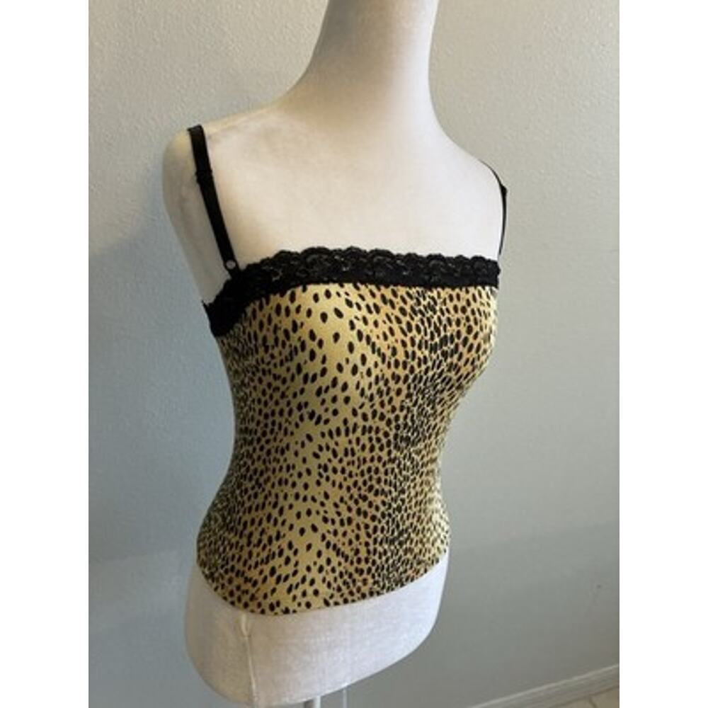 Y2K XOXO Animal Print Lace Trim Cami Top Cheetah Club Mob Wife Brown VTG RARE S - Picture 11 of 16